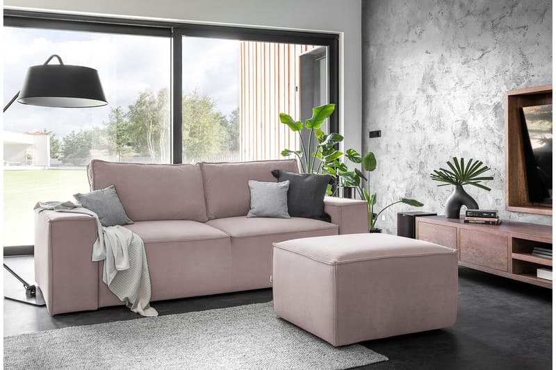 Kamli Sovesofa 3-Pers. med Opbevaring - Lys lyserød - Møbler - Sofaer - Sovesofaer