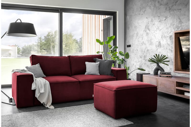 Kamli Sovesofa 3-Pers. med Opbevaring - Vinrød - Sovesofaer - 3 personers sovesofa