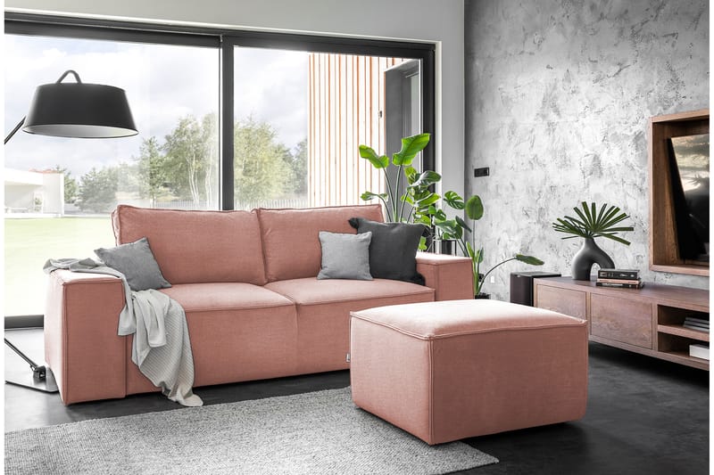 Kamli Sovesofa 3-Pers. med Opbevaring - Lyserød - Sovesofaer - 3 personers sovesofa