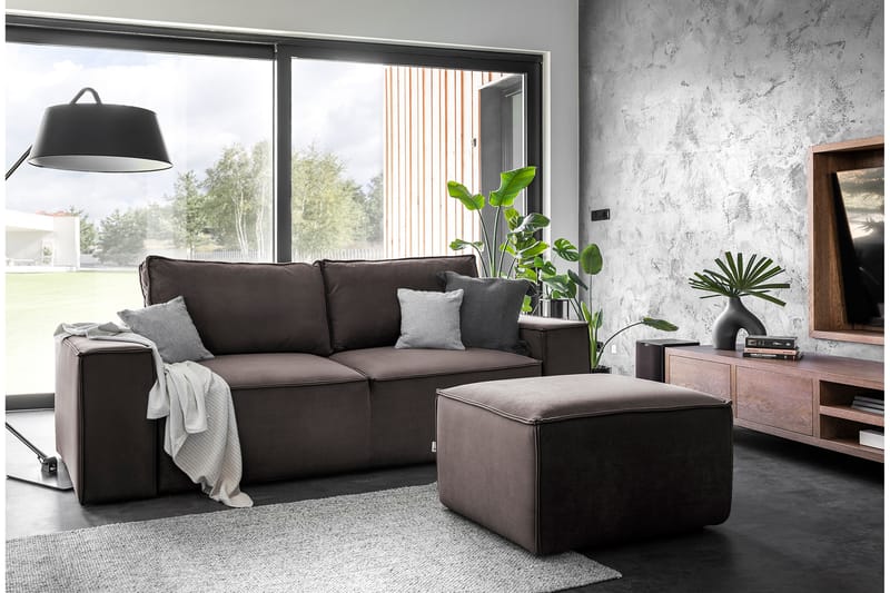 Kamli Sovesofa 3-Pers. med Opbevaring - Brun - Sovesofaer - 3 personers sovesofa