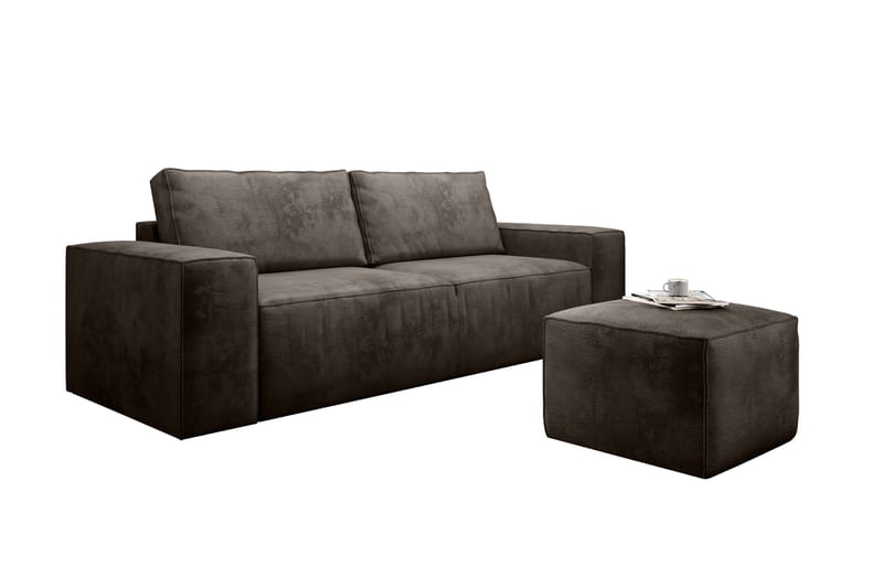 Kamli Sovesofa 3-Pers. med Opbevaring - Brun - Sovesofaer - 3 personers sovesofa