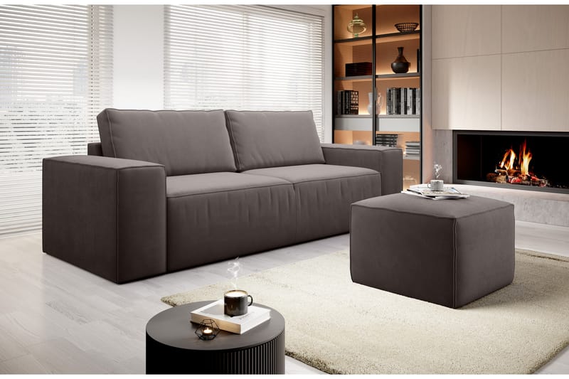 Kamli Sovesofa 3-Pers. med Opbevaring - Brun - Sovesofaer - 3 personers sovesofa