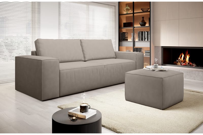 Kamli Sovesofa 3-Pers. med Opbevaring - Beige - Møbler - Sofaer - Sovesofaer