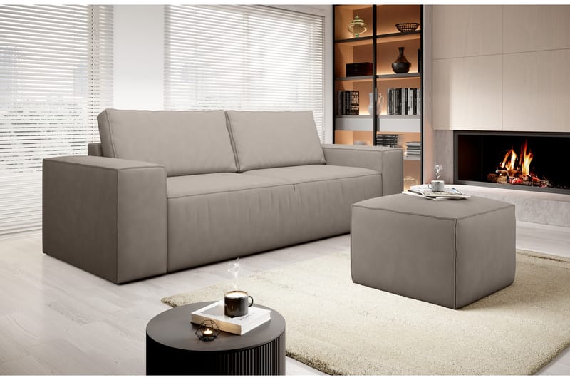 Kamli Sovesofa 3-Pers. med Opbevaring - Beige - Sovesofaer - 3 personers sovesofa