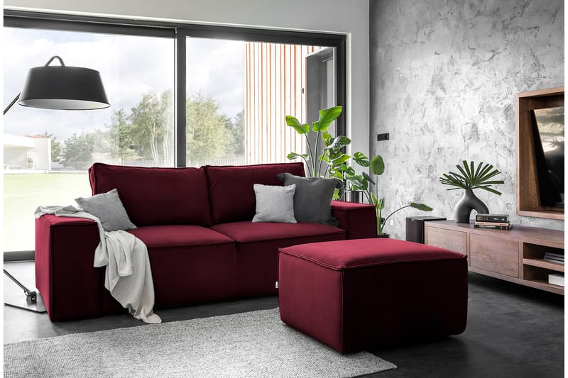 Kamli Sovesofa 3-Pers. med Opbevaring - Vinrød - Møbler - Sofaer - Sovesofaer