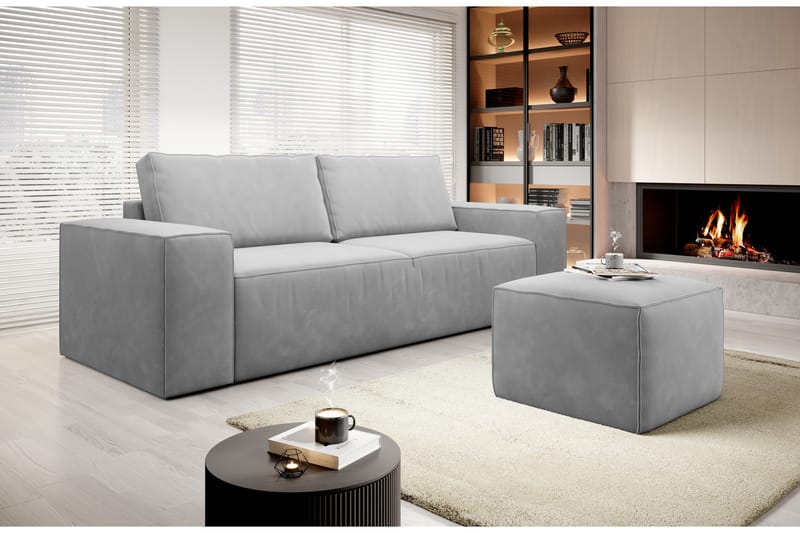 Kamli Sovesofa 3-Pers. med Opbevaring - Lysegrå - Møbler - Sofaer - Sovesofaer
