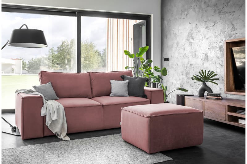 Kamli Sovesofa 3-Pers. med Opbevaring - Lyserød - Sovesofaer - 3 personers sovesofa