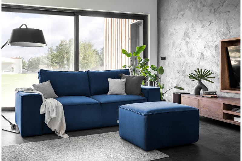 Kamli Sovesofa 3-Pers. med Opbevaring - Blå - Møbler - Sofaer - Sovesofaer