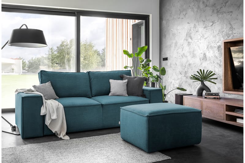 Kamli Sovesofa 3-Pers. med Opbevaring - Turkis - Sovesofaer - 3 personers sovesofa