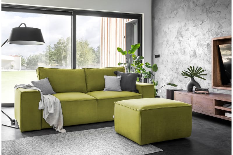 Kamli Sovesofa 3-Pers. med Opbevaring - Olivengrøn - Møbler - Sofaer - Sovesofaer