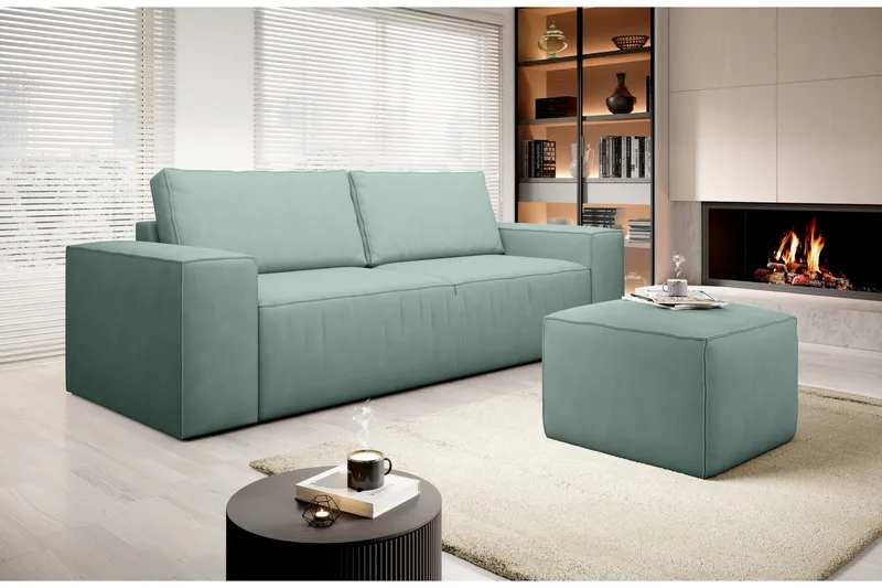 Kamli Sovesofa 3-Pers. med Opbevaring, Lysegrøn