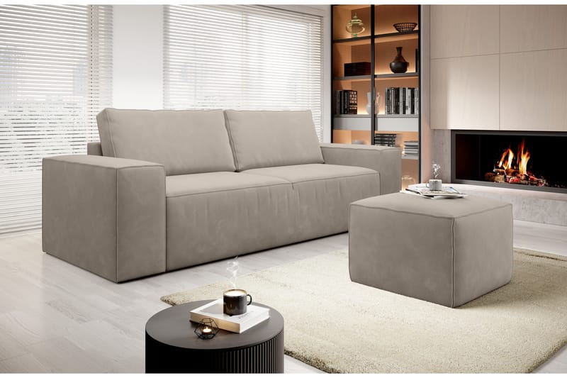 Kamli Sovesofa 3-Pers. med Opbevaring - Beige - Møbler - Sofaer - Sovesofaer
