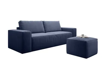 Kamli Sovesofa 3-Pers. med Opbevaring - Blå - Møbler - Sofaer - Sovesofaer