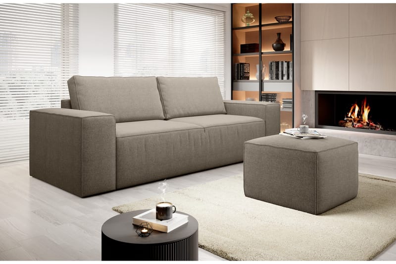 Kamli Sovesofa 3-Pers. med Opbevaring - Beige - Møbler - Sofaer - Sovesofaer