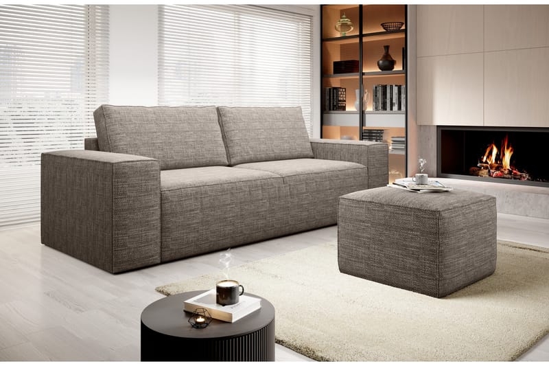 Kamli Sovesofa 3-Pers. med Opbevaring - Beige - Møbler - Sofaer - Sovesofaer