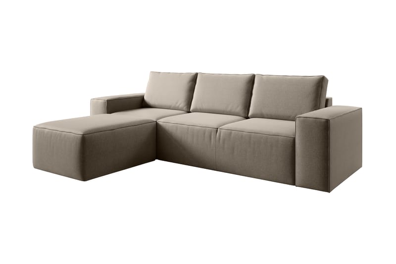 Kamli Sovesofa m. Chaiselong med Opbevaring - Beige - Sovesofaer - Sovesofa chaiselong