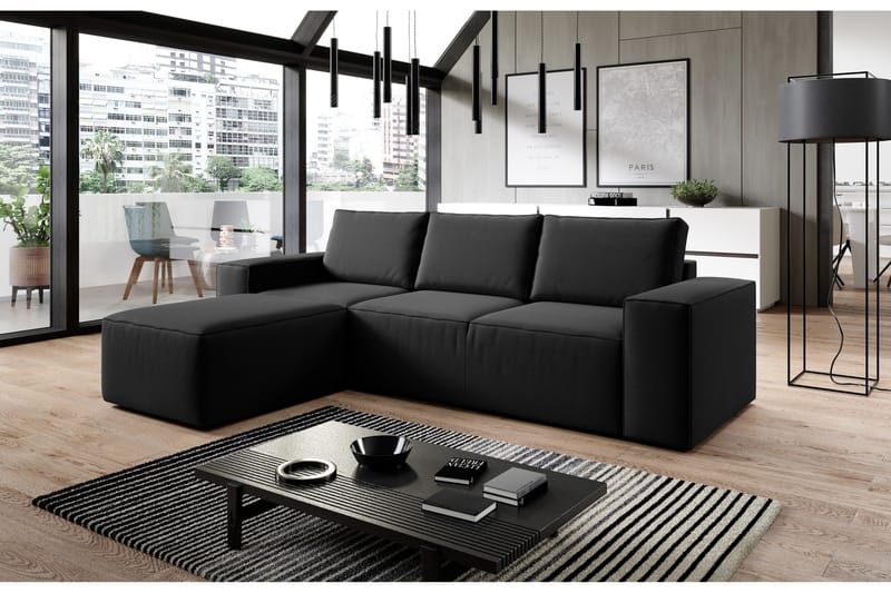 Kamli Sovesofa m. Chaiselong med Opbevaring - Beige - Møbler - Sofaer - Sovesofaer