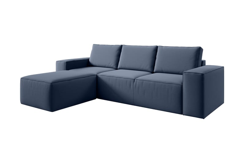 Kamli Sovesofa m. Chaiselong med Opbevaring - Blå - Møbler - Sofaer - Sovesofaer