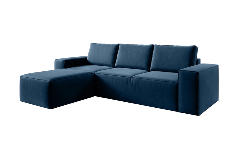 Kamli Sovesofa m. Chaiselong med Opbevaring - Blå - Møbler - Sofaer - Sovesofaer