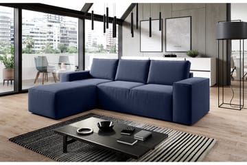 Kamli Sovesofa m. Chaiselong med Opbevaring - Blå - Møbler - Sofaer - Sovesofaer