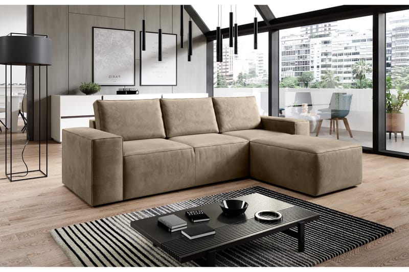 Kamli Sovesofa m. Chaiselong med Opbevaring - Brun - Møbler - Sofaer - Sovesofaer