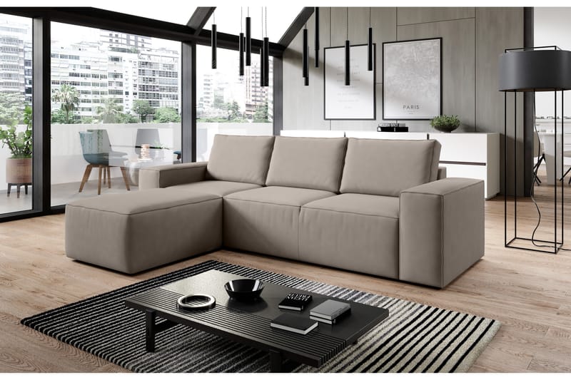 Kamli Sovesofa m. Chaiselong med Opbevaring - Brun - Møbler - Sofaer - Sovesofaer