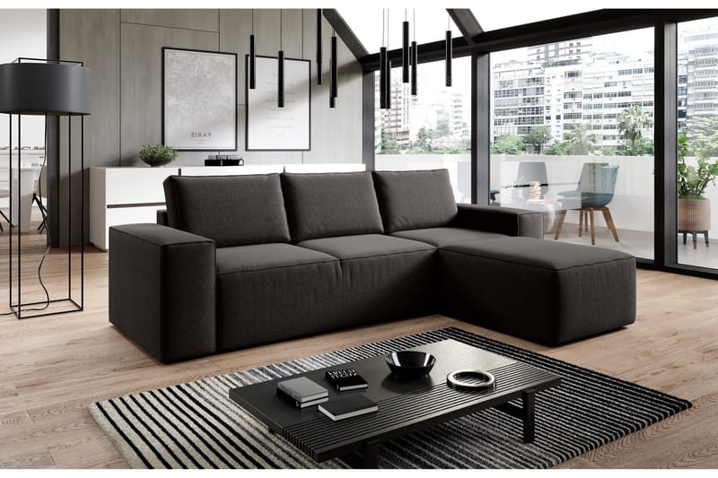 Kamli Sovesofa m. Chaiselong med Opbevaring - Brun - Møbler - Sofaer - Sovesofaer