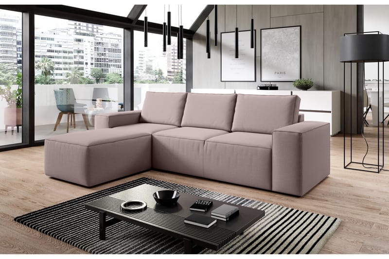 Kamli Sovesofa m. Chaiselong med Opbevaring - Grå - Møbler - Sofaer - Sovesofaer