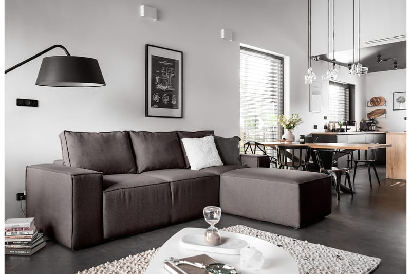 Kamli Sovesofa m. Chaiselong med Opbevaring - Grå - Møbler - Sofaer - Sovesofaer