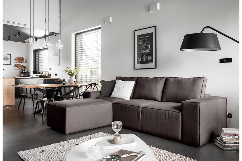 Kamli Sovesofa m. Chaiselong med Opbevaring - Grå - Møbler - Sofaer - Sovesofaer