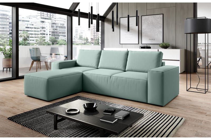 Kamli Sovesofa m. Chaiselong med Opbevaring - Lys lyserød - Møbler - Sofaer - Sovesofaer