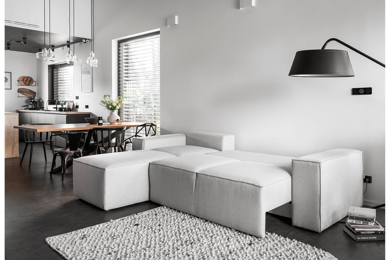 Kamli Sovesofa m. Chaiselong med Opbevaring - Lysegrå - Møbler - Sofaer - Sovesofaer