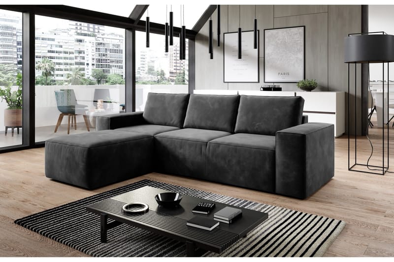 Kamli Sovesofa m. Chaiselong med Opbevaring - Lysegrøn - Møbler - Sofaer - Sovesofaer