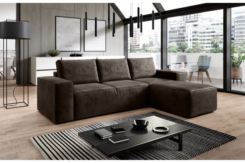 Kamli Sovesofa m. Chaiselong med Opbevaring - Lyserød - Møbler - Sofaer - Sovesofaer