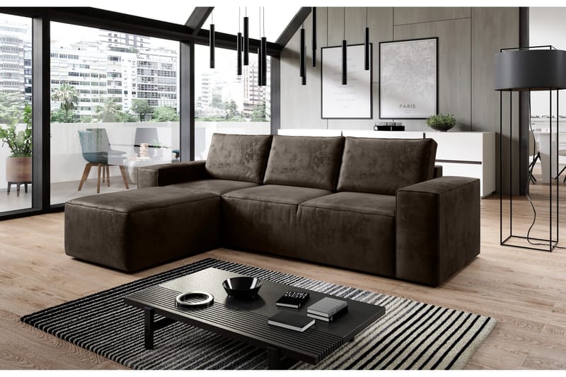 Kamli Sovesofa m. Chaiselong med Opbevaring - Lyserød - Møbler - Sofaer - Sovesofaer