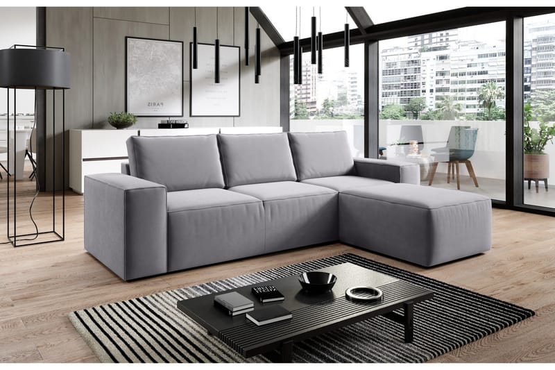 Kamli Sovesofa m. Chaiselong med Opbevaring - Mørkegrå - Møbler - Sofaer - Sovesofaer