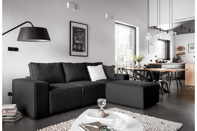 Kamli Sovesofa m. Chaiselong med Opbevaring - Mørkegrå - Møbler - Sofaer - Sovesofaer