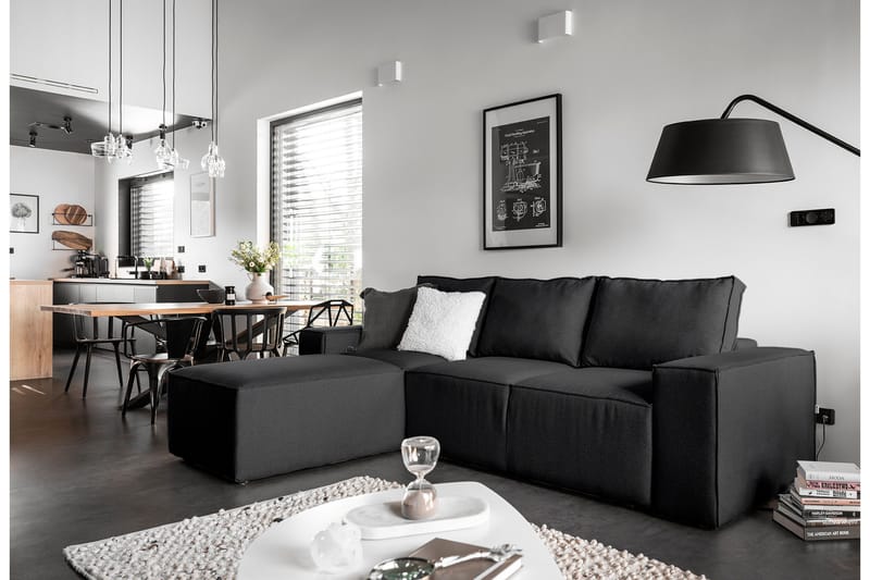 Kamli Sovesofa m. Chaiselong med Opbevaring - Mørkegrå - Møbler - Sofaer - Sovesofaer