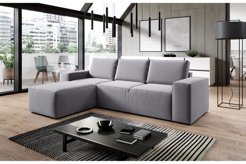 Kamli Sovesofa m. Chaiselong med Opbevaring - Mørkegrå - Møbler - Sofaer - Sovesofaer