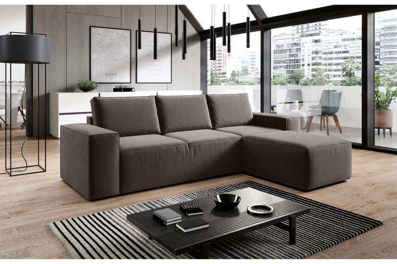 Kamli Sovesofa m. Chaiselong med Opbevaring - Mørkegrå - Møbler - Sofaer - Sovesofaer