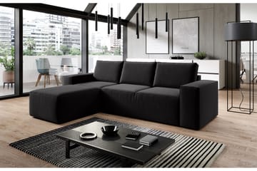 Kamli Sovesofa m. Chaiselong med Opbevaring - Sort - Møbler - Sofaer - Sovesofaer - Sovesofa chaiselong