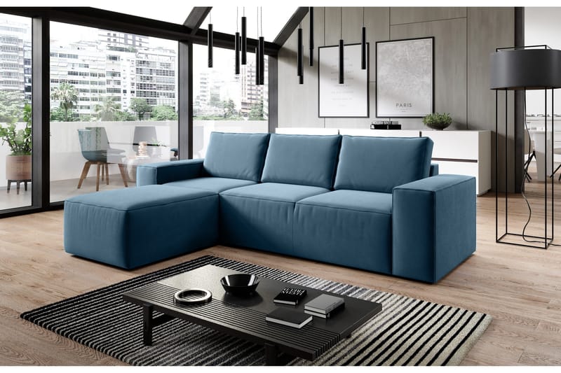 Kamli Sovesofa m. Chaiselong med Opbevaring - Turkis - Møbler - Sofaer - Sovesofaer