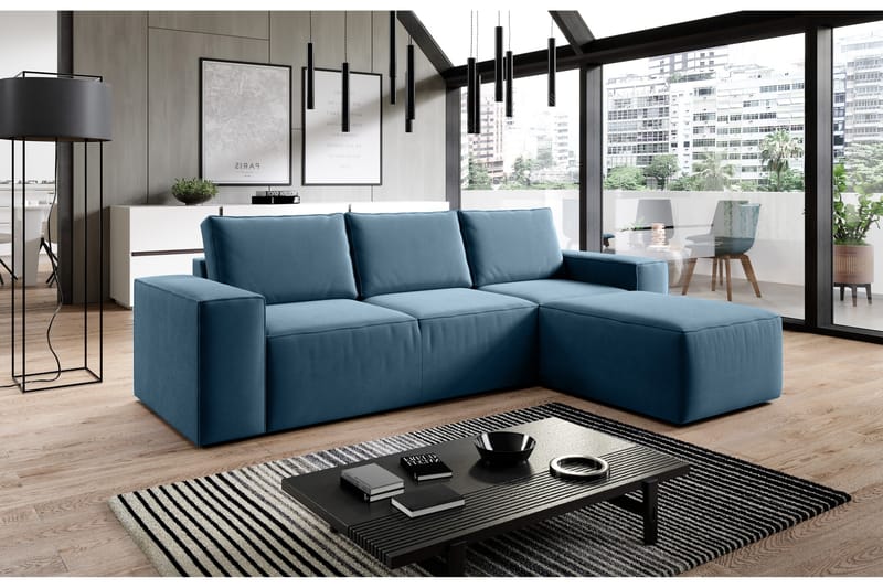 Kamli Sovesofa m. Chaiselong med Opbevaring - Turkis - Møbler - Sofaer - Sovesofaer
