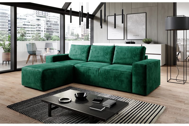 Kamli Sovesofa m. Chaiselong med Opbevaring - Turkis - Møbler - Sofaer - Sovesofaer