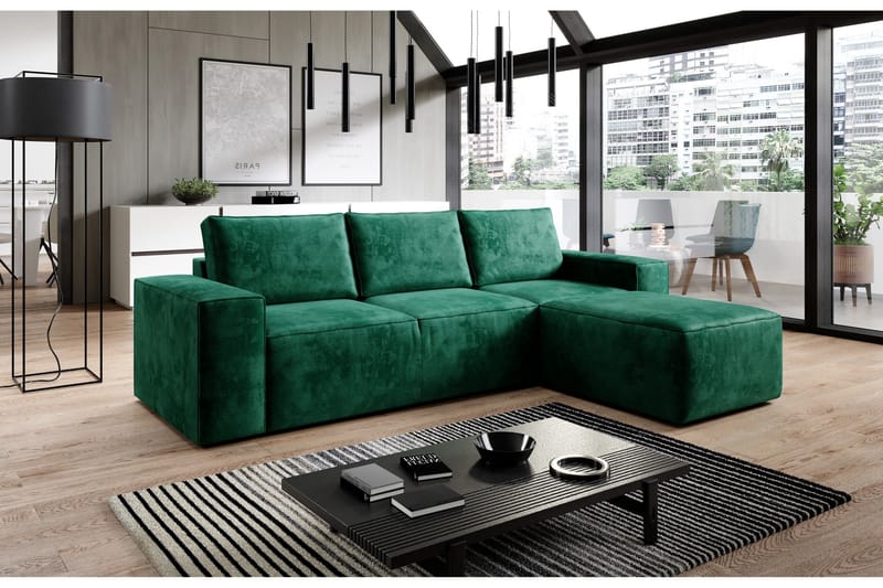 Kamli Sovesofa m. Chaiselong med Opbevaring - Turkis - Møbler - Sofaer - Sovesofaer