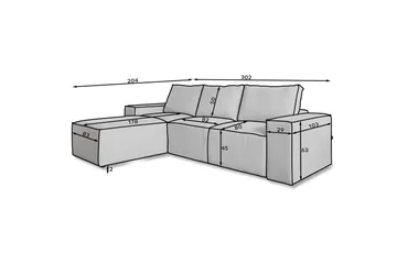 Kamli Sovesofa m. Chaiselong med Opbevaring - Turkis - Møbler - Sofaer - Sovesofaer