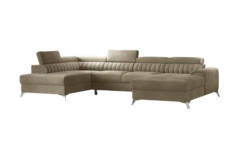 Kamran Sovesofa m. Chaiselonger med Opbevaring - Beige - Møbler - Sofaer - Sovesofaer