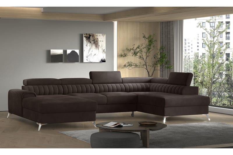 Kamran Sovesofa m. Chaiselonger med Opbevaring - Brun - Møbler - Sofaer - Sovesofaer