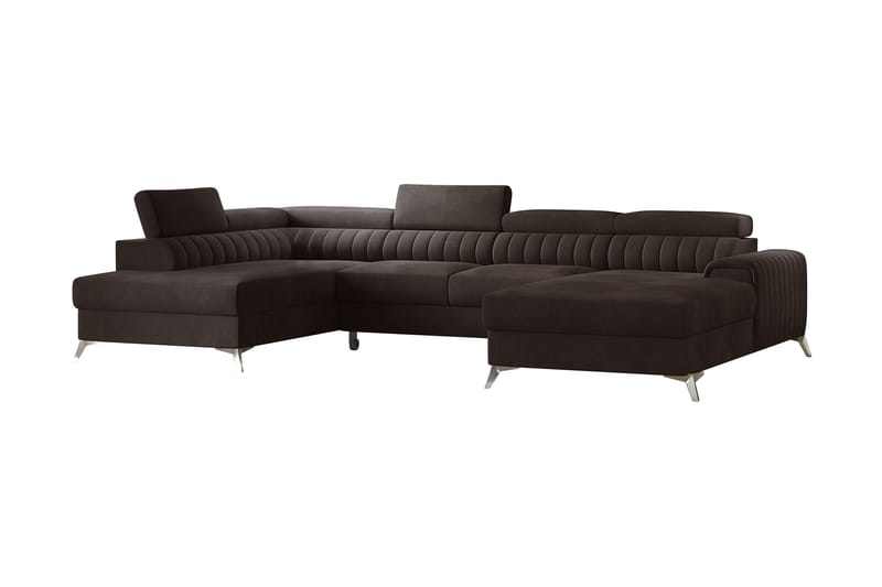 Kamran Sovesofa m. Chaiselonger med Opbevaring, Brun