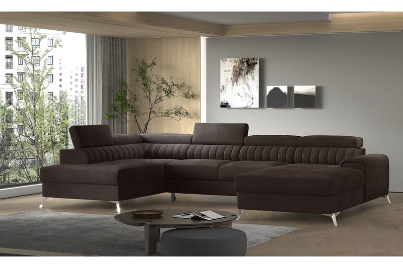 Kamran Sovesofa m. Chaiselonger med Opbevaring - Brun - Møbler - Sofaer - Sovesofaer